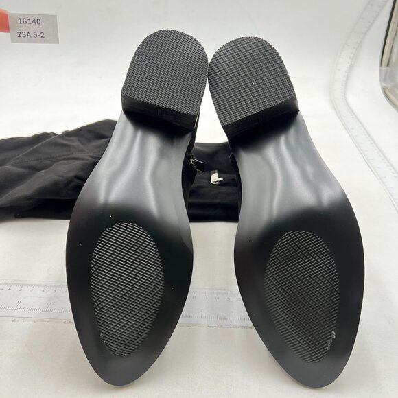 Black Women Almond Toe Knee High Boots with Partial Zipper Stretchy Long Boot - Picture 7 of 7